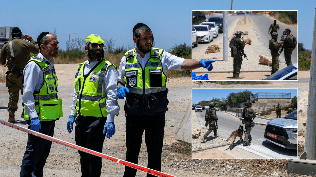 Emergency responders on the scene of a central Israel shooting