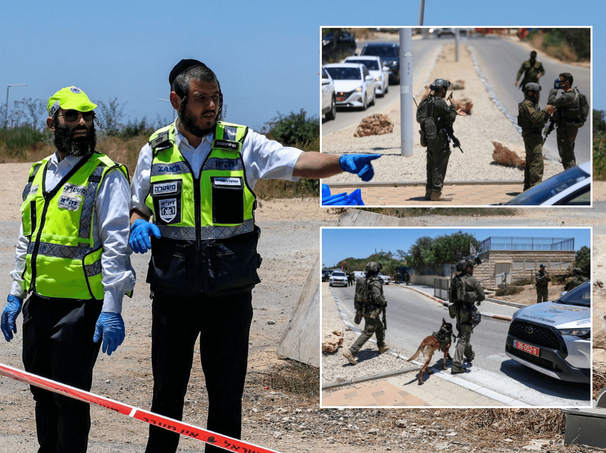 Emergency responders on the scene of a central Israel shooting