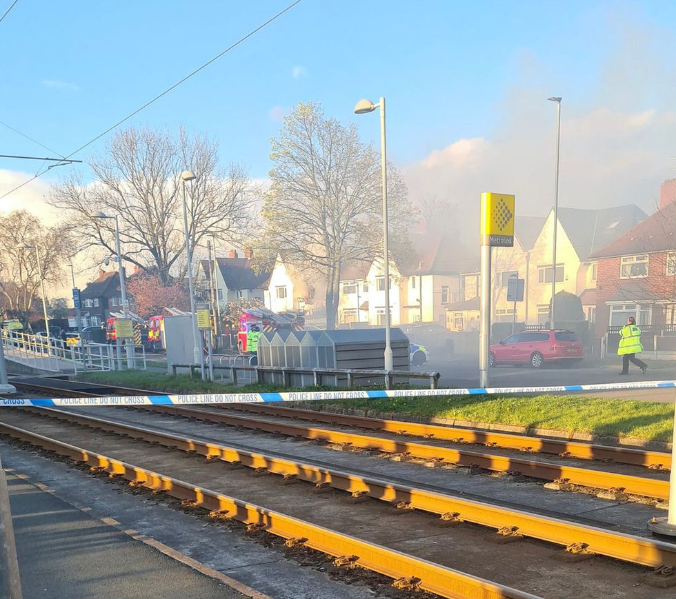 Emergency services at the scene after a man in his 90s has died and homes have been left without power after reports of a gas explosion in Wythenshawe