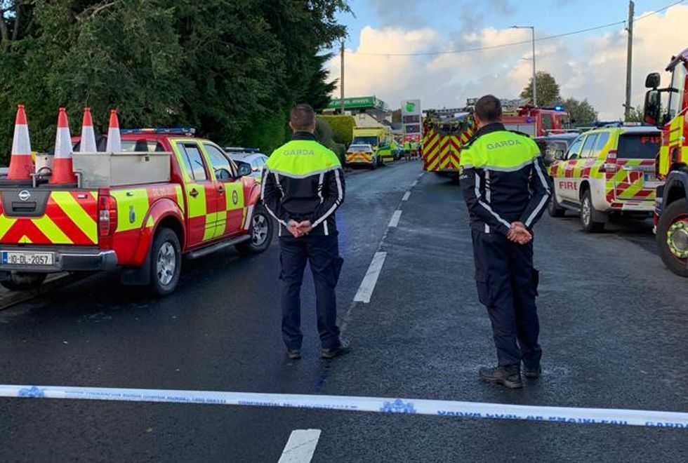 Emergency services at the scene at Applegreen service station located in the village of Creeslough in Co Donegal where multiple injuries have been reported after an explosion. Picture date: Friday October 7, 2022.