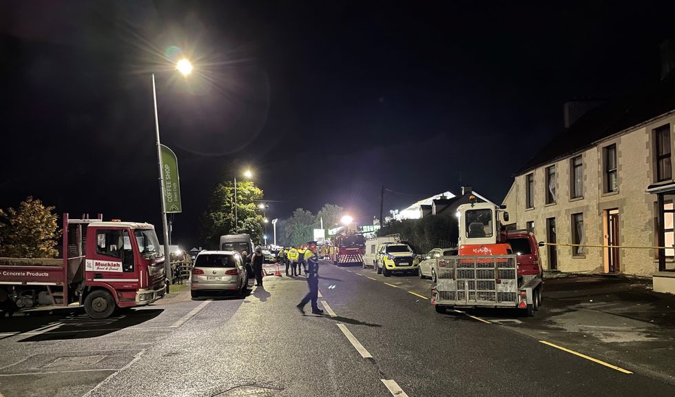 Emergency services at the scene at Applegreen service station located in the village of Creeslough in Co Donegal where multiple injuries have been reported after an explosion. Picture date: Friday October 7, 2022.