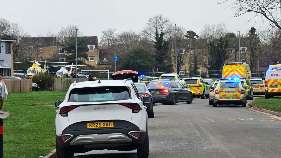 Emergency vehicles at the scene in Northampton