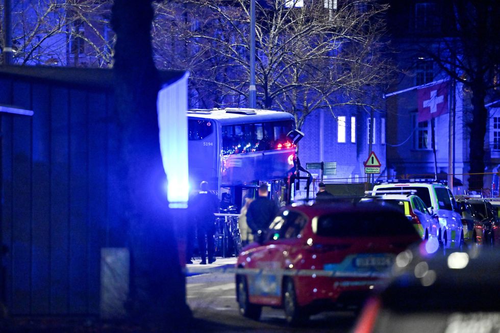 Emergency workers operate on site where a bus hit into a bus shelter in Ostermalm in Stockholm, Sweden\u200b