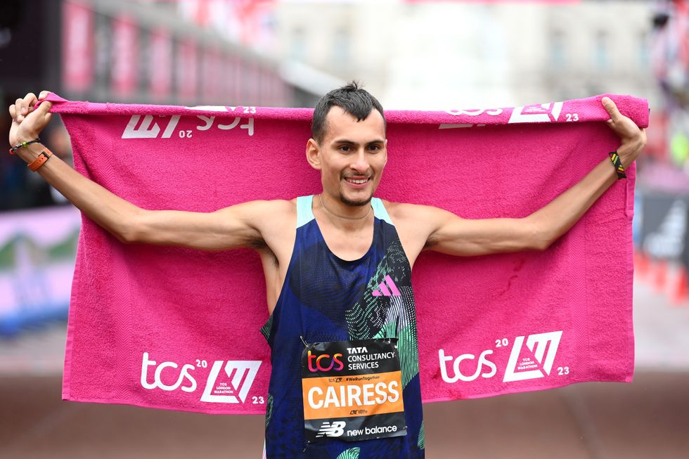 Emile Cairess finished third in the men's race
