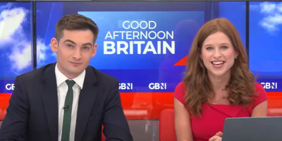 Emily Carver and Tom Harwood presenting Good Afternoon Britain on GB News