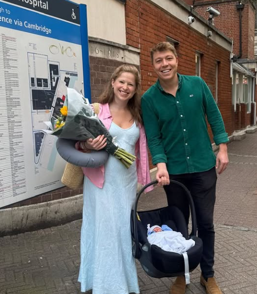 Emily Carver, Patrick Christys and baby George