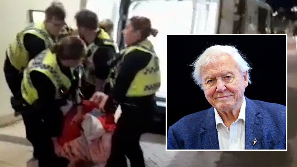 Emma Smart being carried away by police