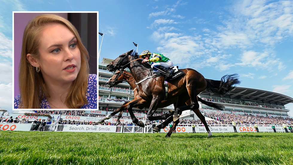 Emma Webb (left) and the Epsom Downs racecourse