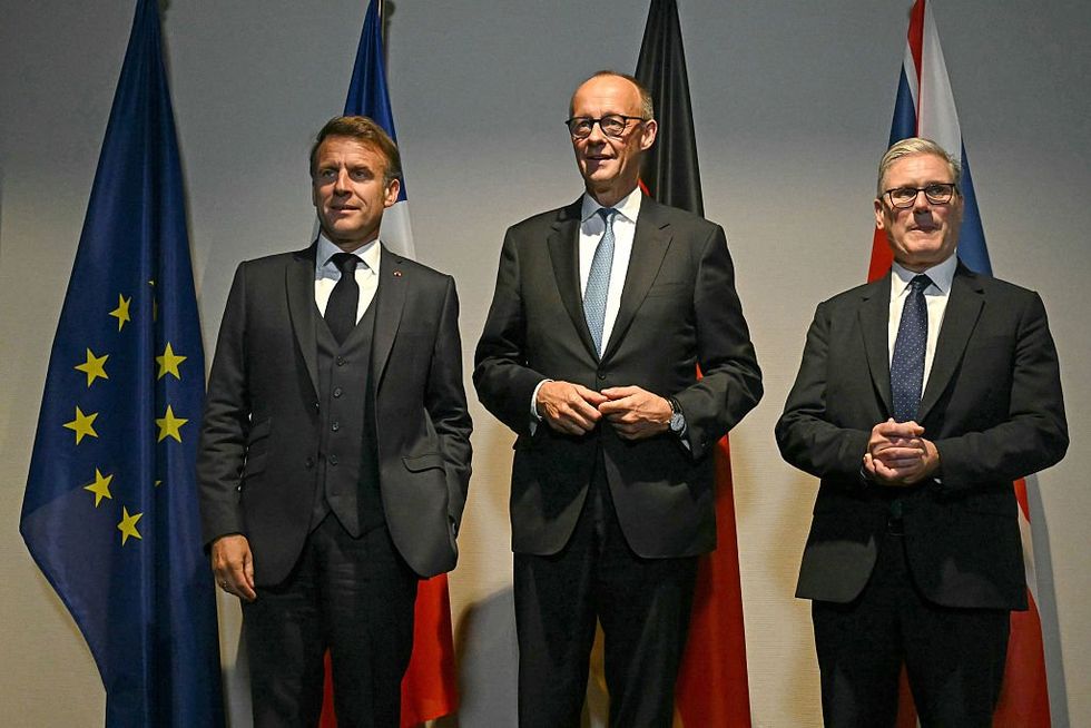 Emmanual Macron, Friedrich Merz and Keir Starmer