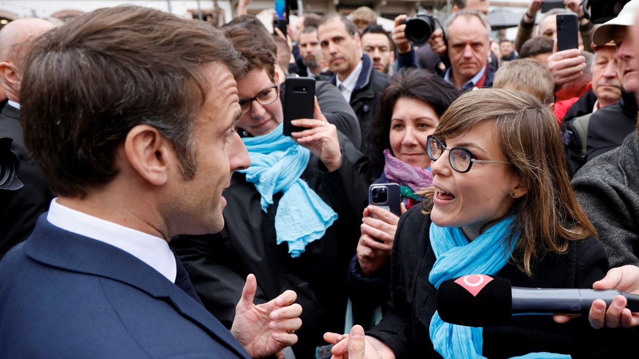 Emmanuel Macron during his visit to Selestat in Alsace