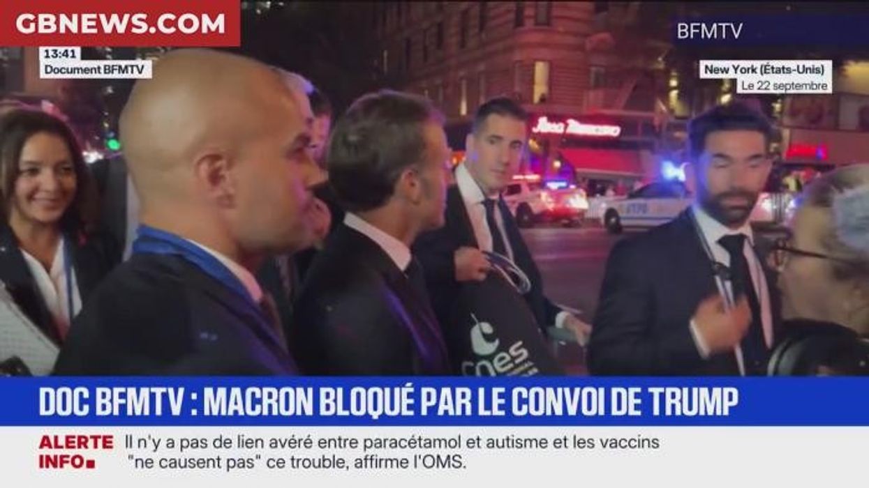 Emmanuel Macron forced to get out of car and WALK as Donald Trump's convoy blocks roads