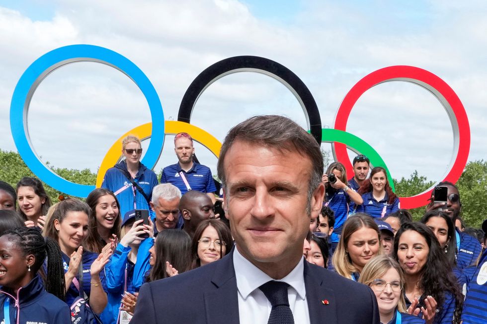 Emmanuel Macron in the Paris Olympic Village