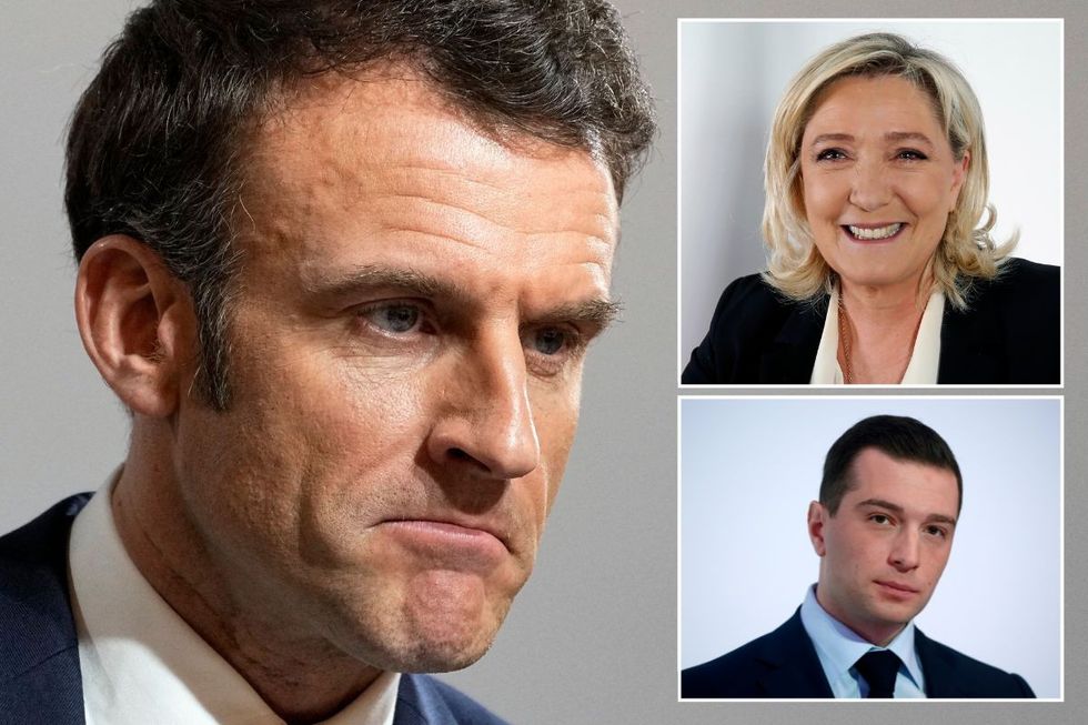 Emmanuel Macron, Marine Le Pen, Jordan Bardella