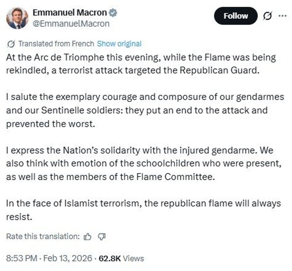 Emmanuel Macron suggested the attack was related to 'Islamist terrorism'