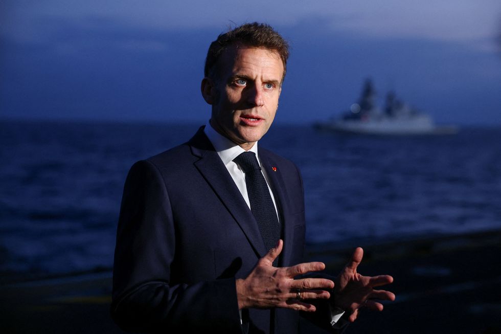Emmanuel Macron visiting French aircraft carrier Charles de Gaulle