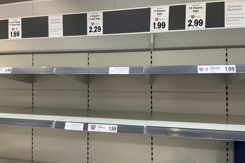 Empty egg shelves in a Lidl store in Loughborough, Leicestershire. Asda and Lidl are limiting the number of boxes of eggs customers can buy amid supply disruptions caused by rising costs and bird flu. Asda is limiting customers to two boxes of eggs each and Lidl is restricting customers in some stores to three boxes. Picture date: Thursday November 17, 2022.