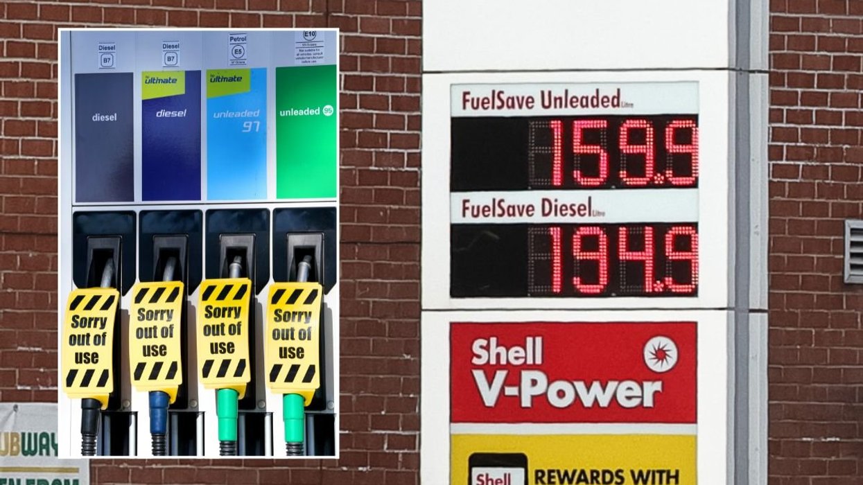 Empty petrol pumps and petrol and diesel prices