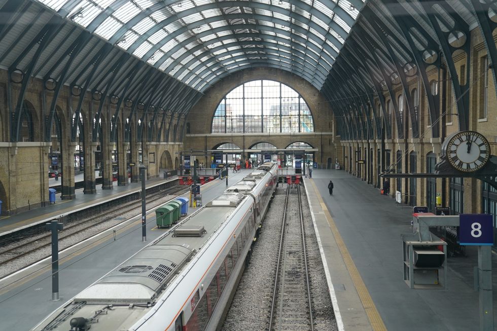 Empty platforms and a stationary train at Kings Cross station in London, as members of the drivers' union Aslef and the Transport Salaried Staffs Association (TSSA) go on strike. Picture date: Wednesday October 5, 2022.
