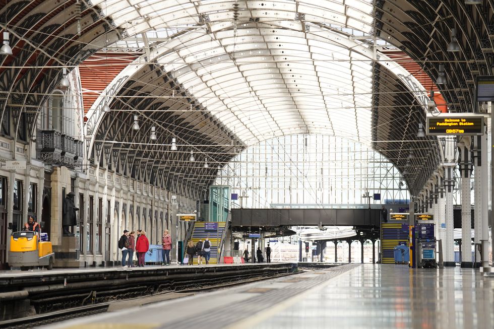 Empty platforms at Paddington train station in London during a 24-hour strike by four transportation trade unions. Members of the Rail, Maritime and Transport union (RMT), Aslef, Unite and the Transport Salaried Staffs' Association (TSSA) have walked out across the UK with just 11 percent of services expected to run. Picture date: Saturday October 1, 2022.