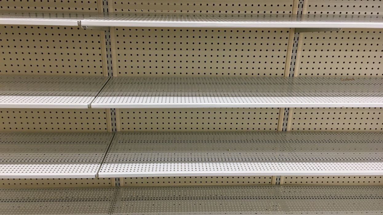 Empty shelves at a merchandise store