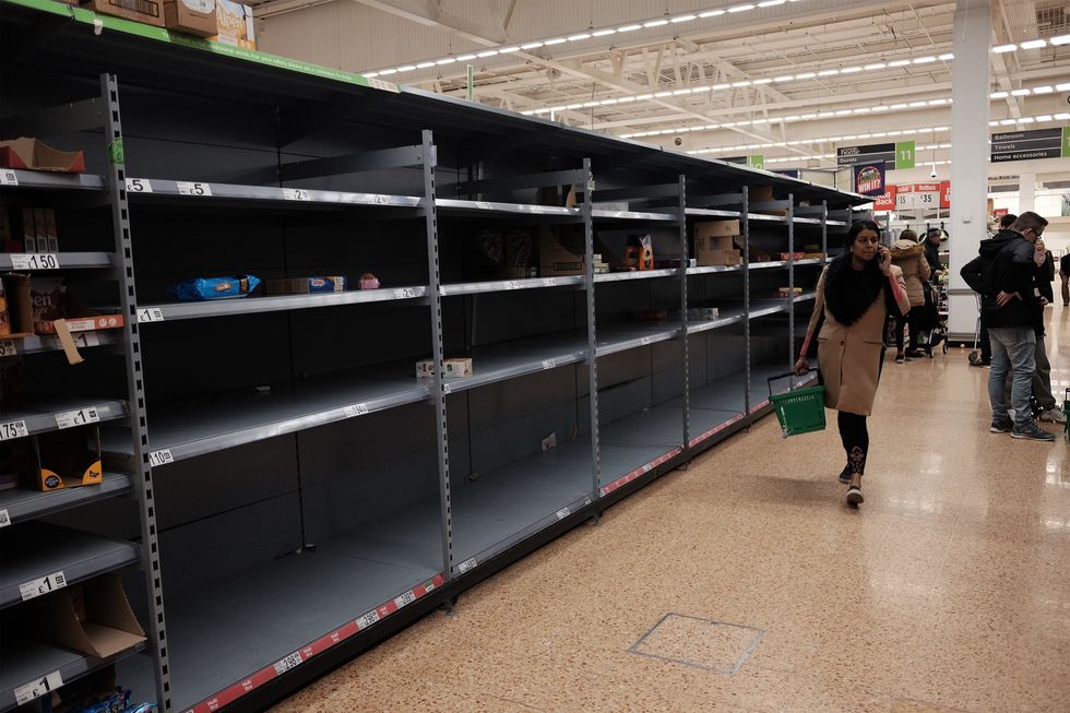 Empty supermarket shelves
