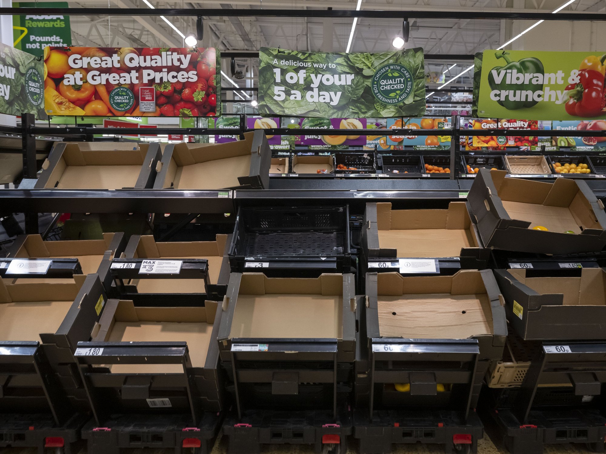 Empty supermarket shelves