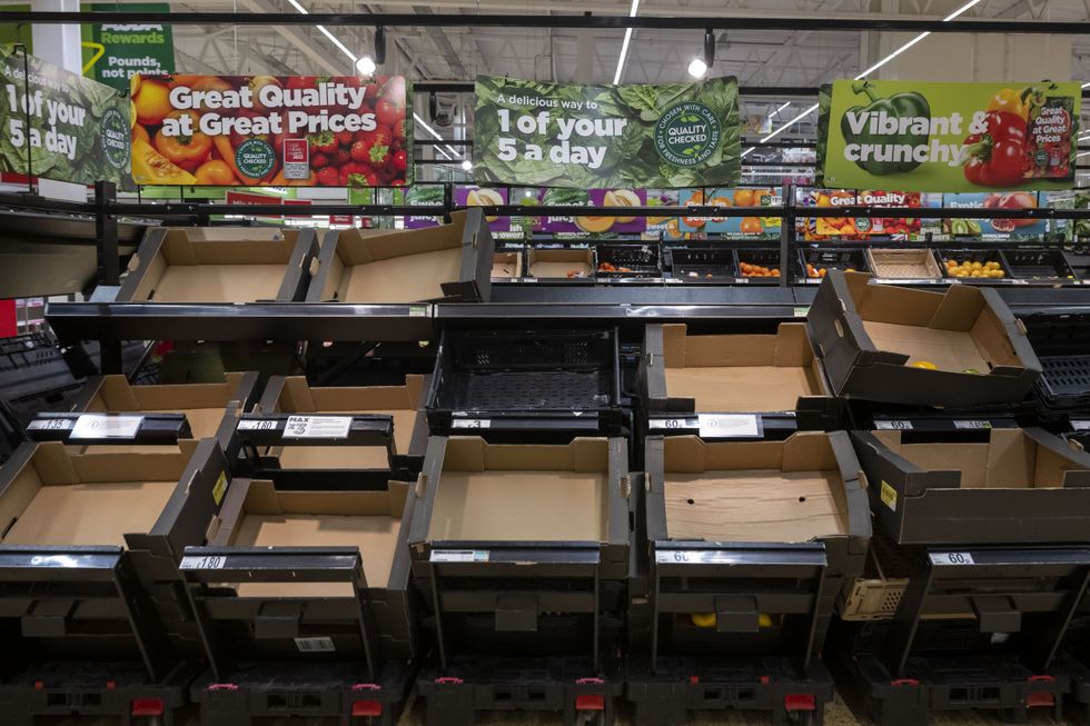 Empty supermarket shelves