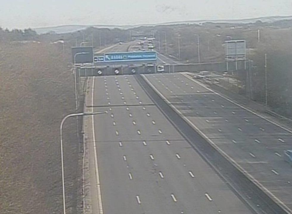 Empty traffic on the M62 motorway