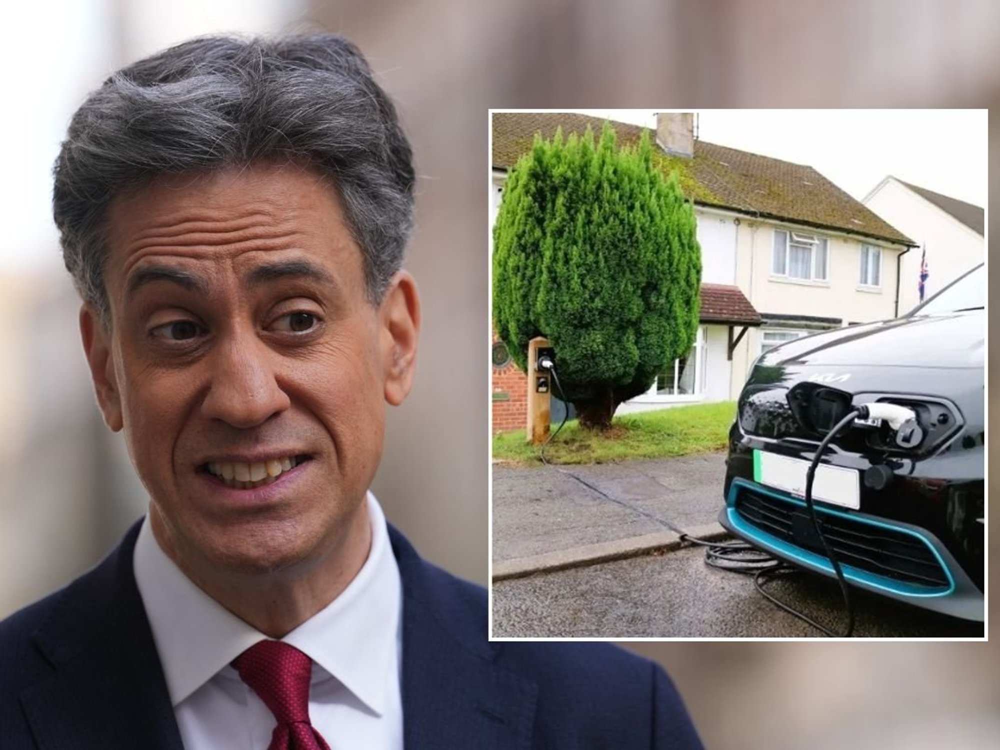 Energy Secretary Ed Miliband and a Kerbo Charge EV charger