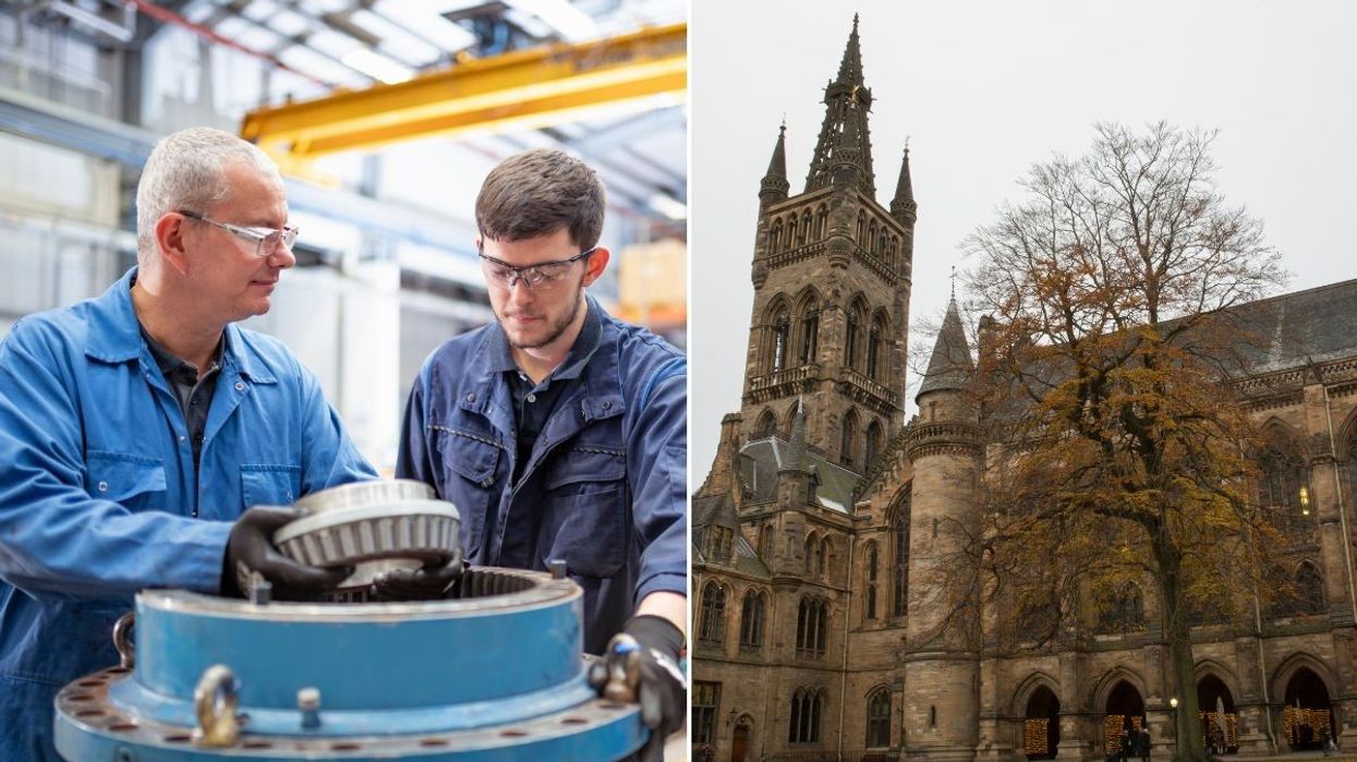 Engineer and apprentice installing bearings and the University of Glasgow