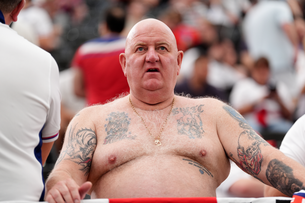 England fan looks on during England vs Denmark