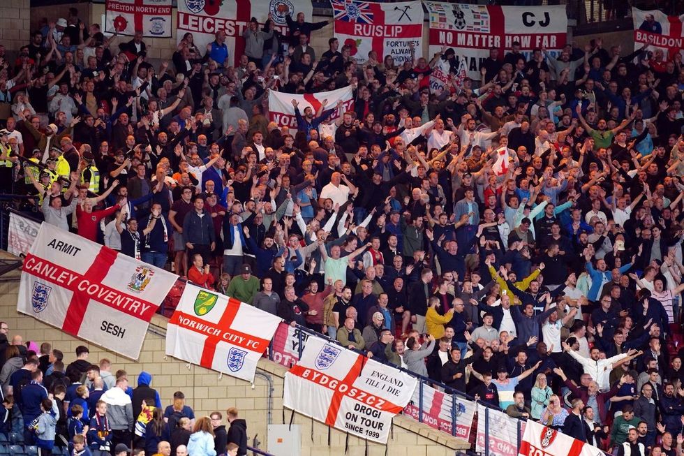 England fans celebrating during their victory over Scotland
