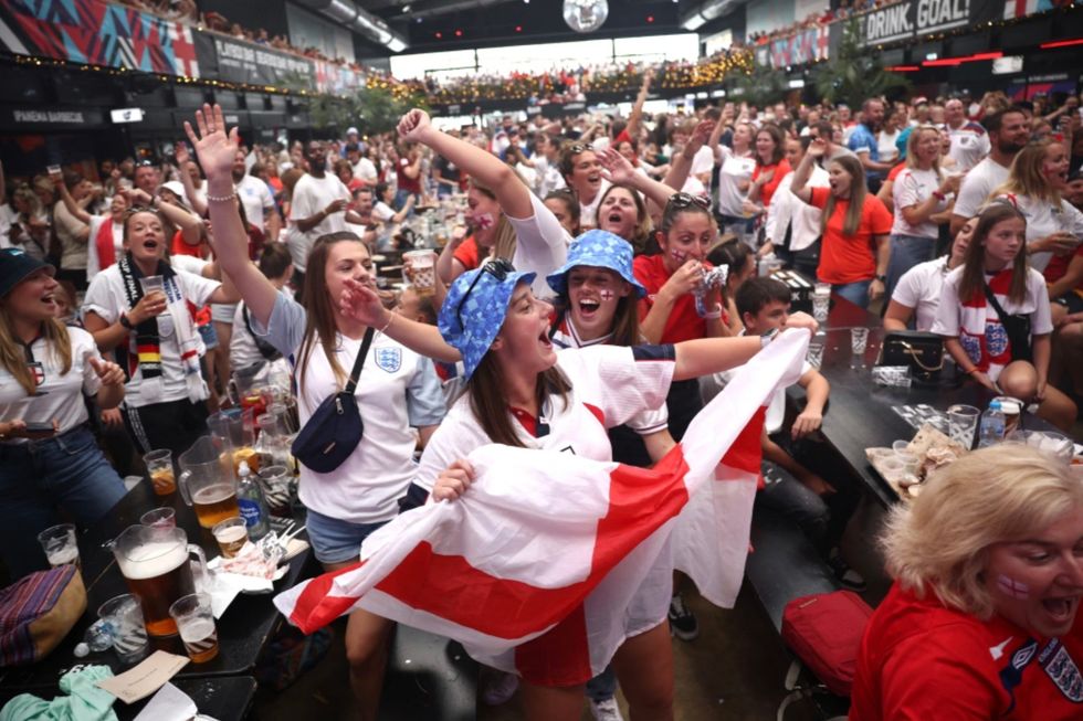 England fans celebration the Lionesses' victory