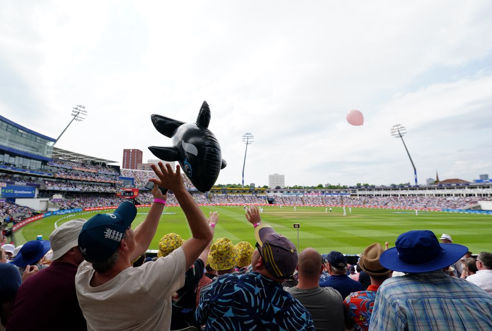 England fans in the stands during the first Ashes test match at Edgbaston, Birmingham