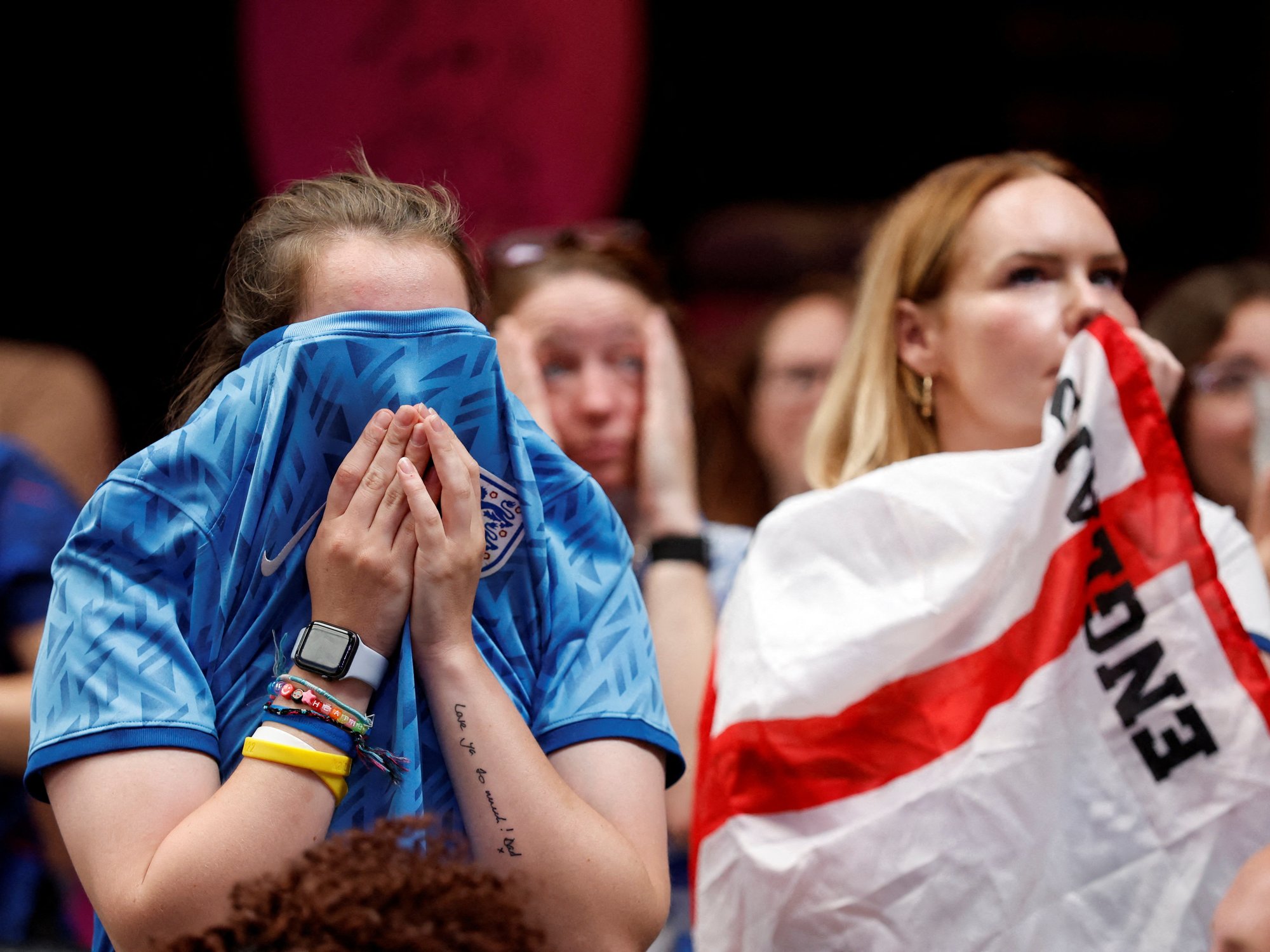 England fans react after England lose the world cup final