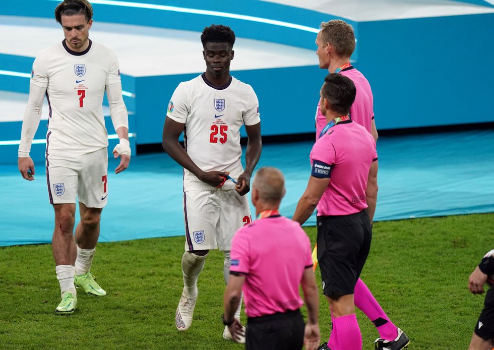 England's Bukayo Saka was one of the players racially abused after missing his penalty at Wembley.