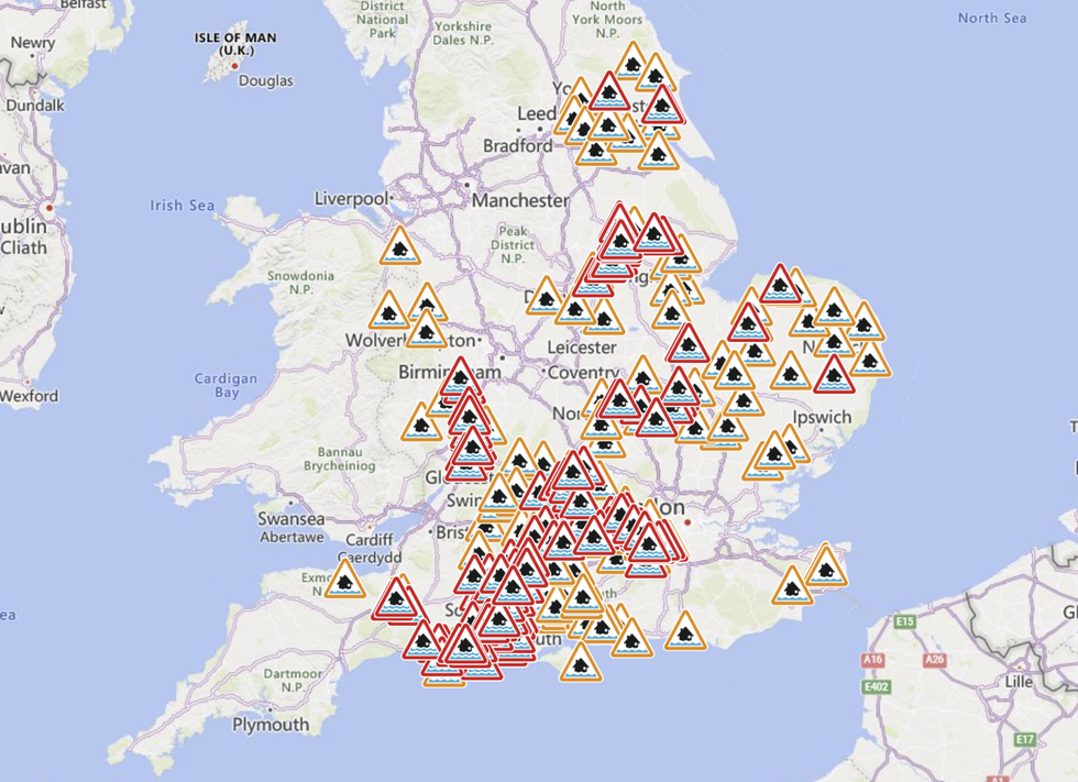 England's Environment Agency issued a number of flood warnings and alerts