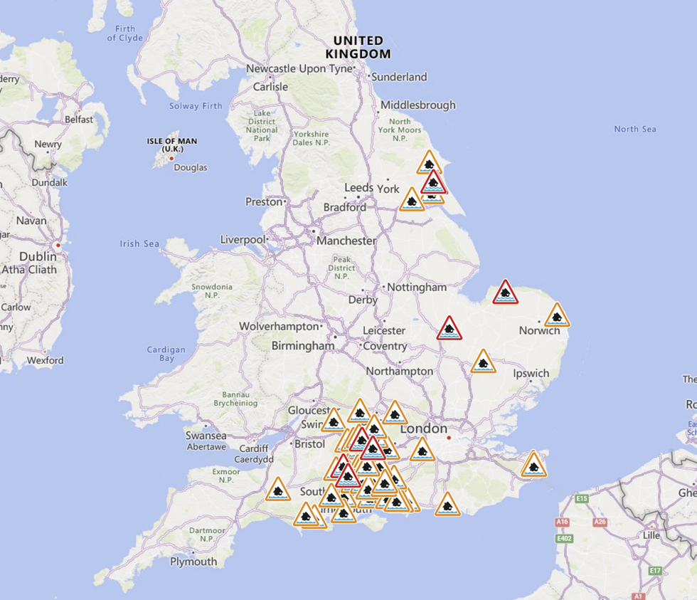 England's Environment Agency issued a number of flood warnings and alerts