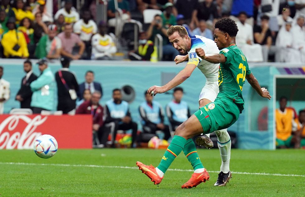 England's Harry Kane scoring the second goal of the game during the FIFA World Cup Round of Sixteen match at the Al-Bayt Stadium in Al Khor, Qatar. Picture date: Sunday December 4, 2022.