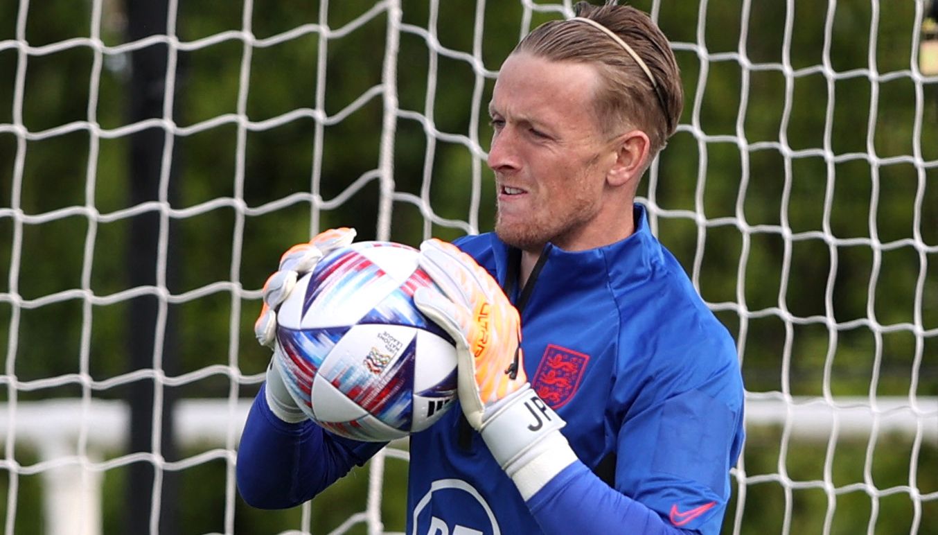 England's Jordan Pickford during training