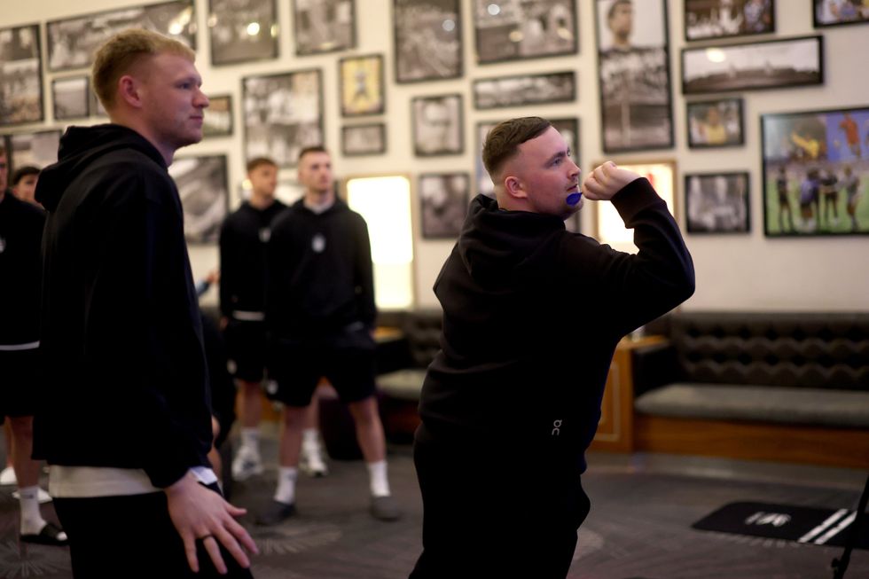 England stars battled Luke Littler at darts but stood no chance