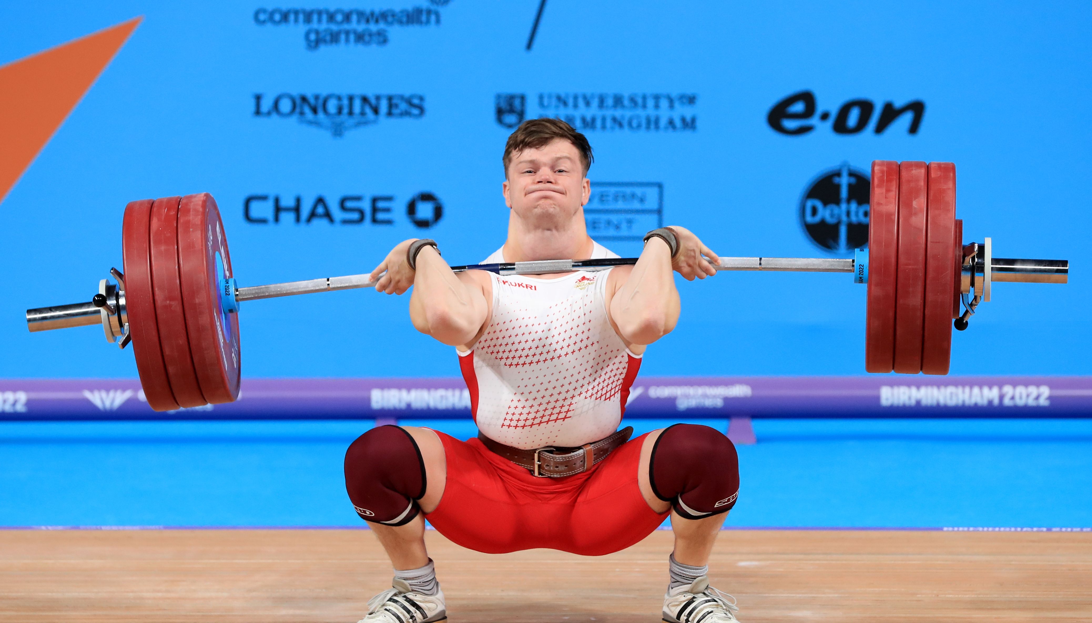 Englands Chris Murray in action during the Mens 81kg Weightlifting Competition at The NEC on day four of the 2022 Commonwealth Games in Birmingham