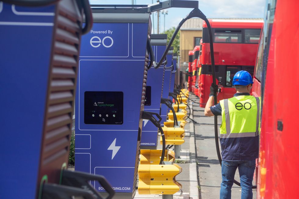 EO Charging workers at a Stagecoach depot