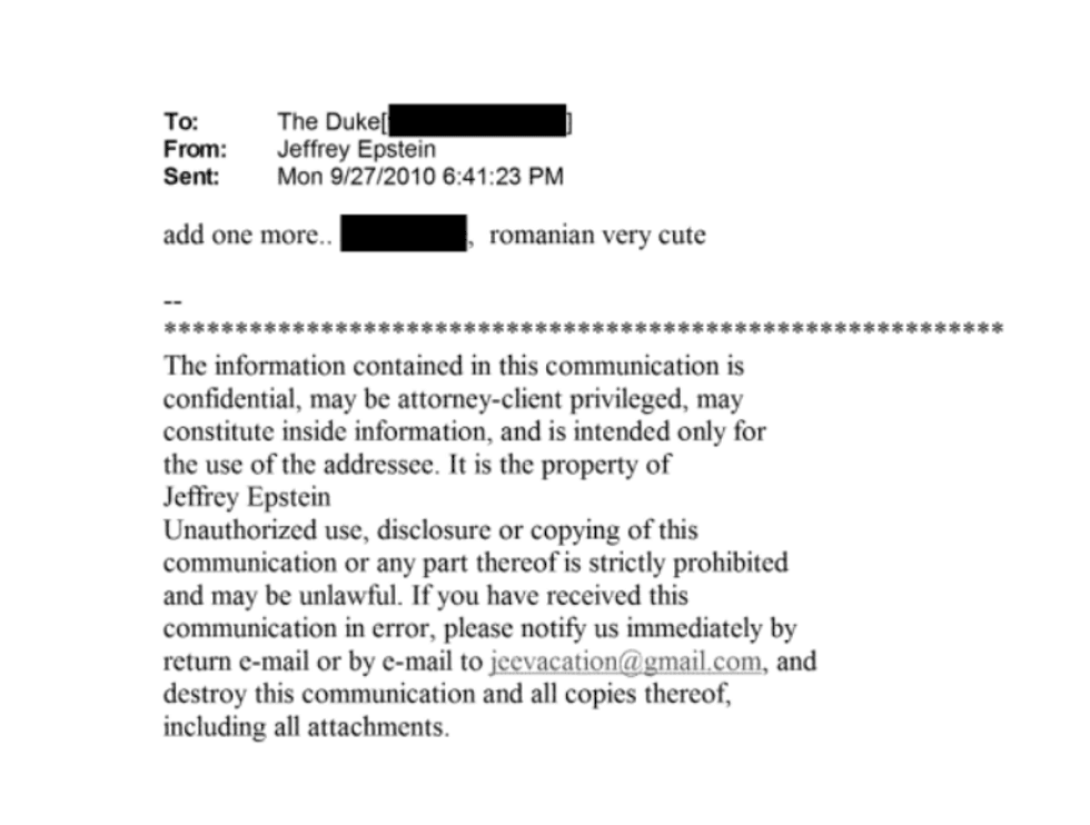 Epstein email