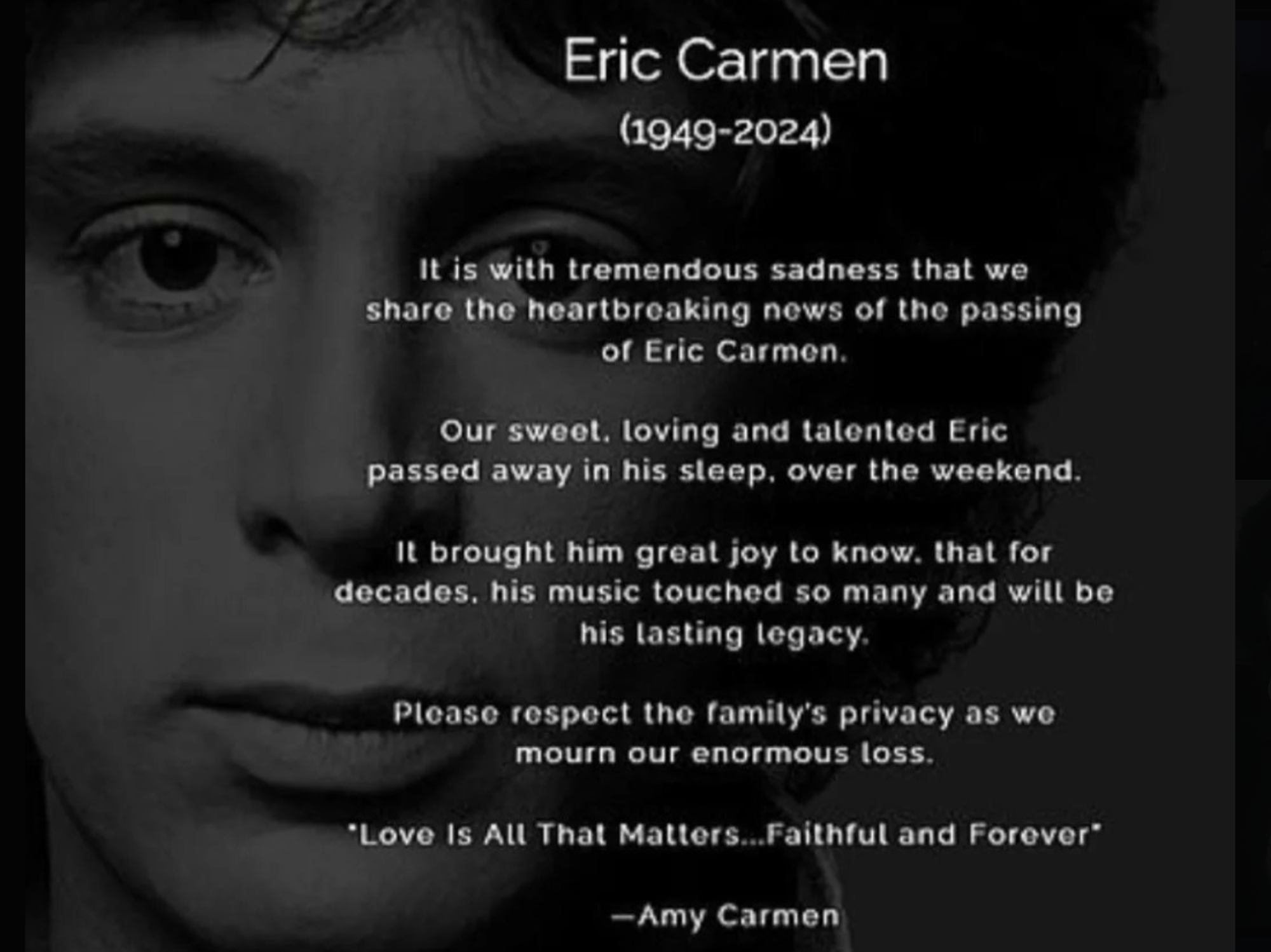 Eric Carmen dead