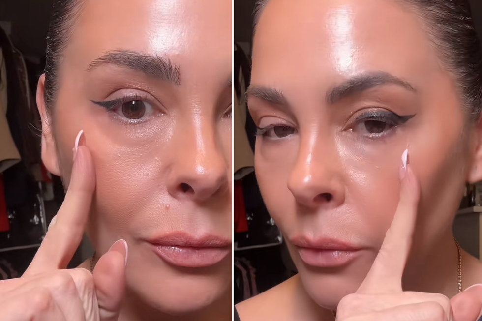 Erica demonstrating the results of different eyeliner techniques