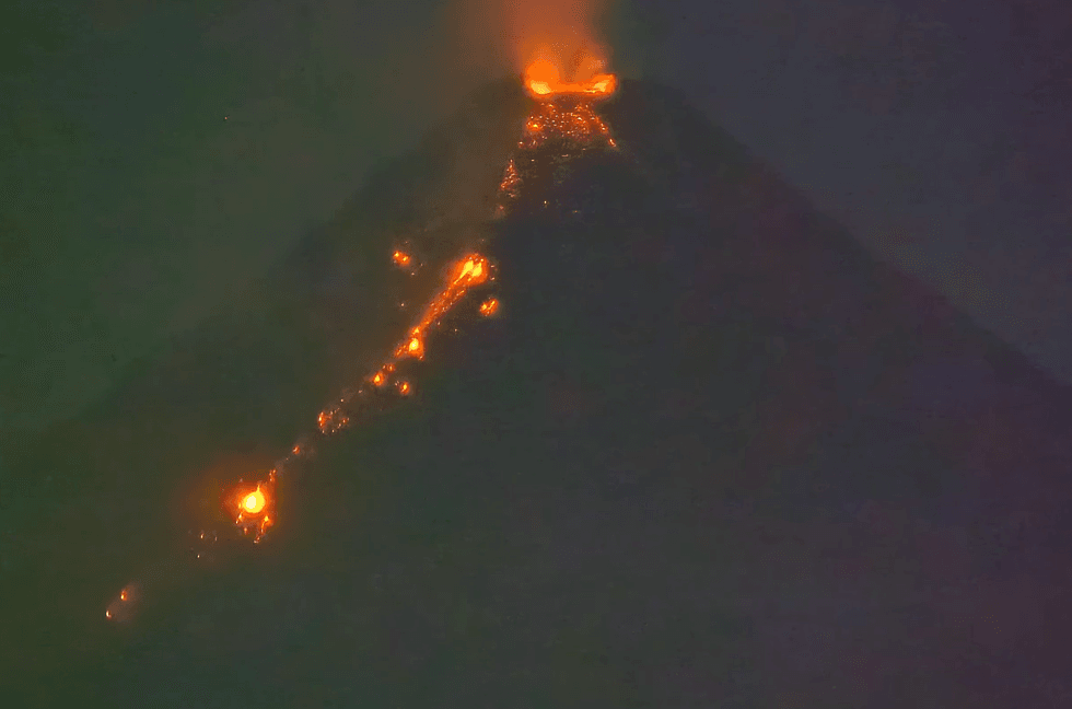 Erupting volcano in the Phillipines