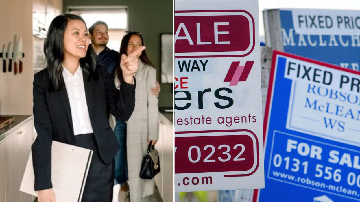 Estate agent showing home / for sale sign