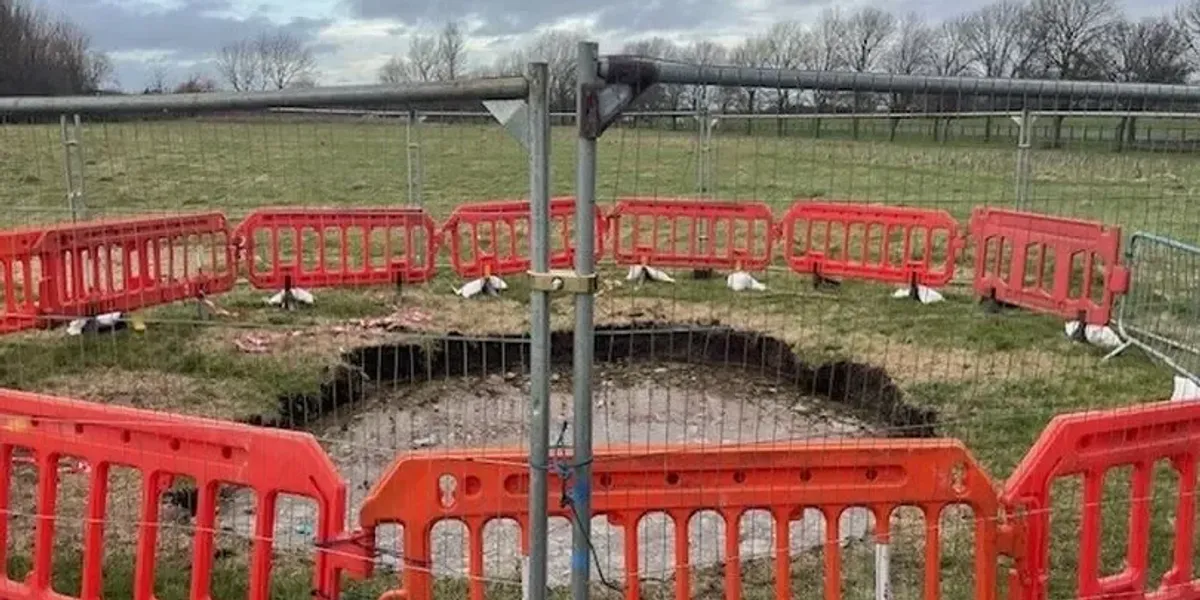Sinkhole investigation to cost council £30k after appearing in field one year ago Sinkhole investigation to cost council £30k after appearing in field one year ago