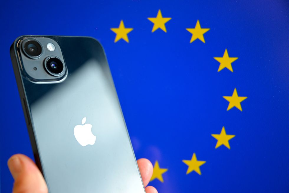 EU flag and phone